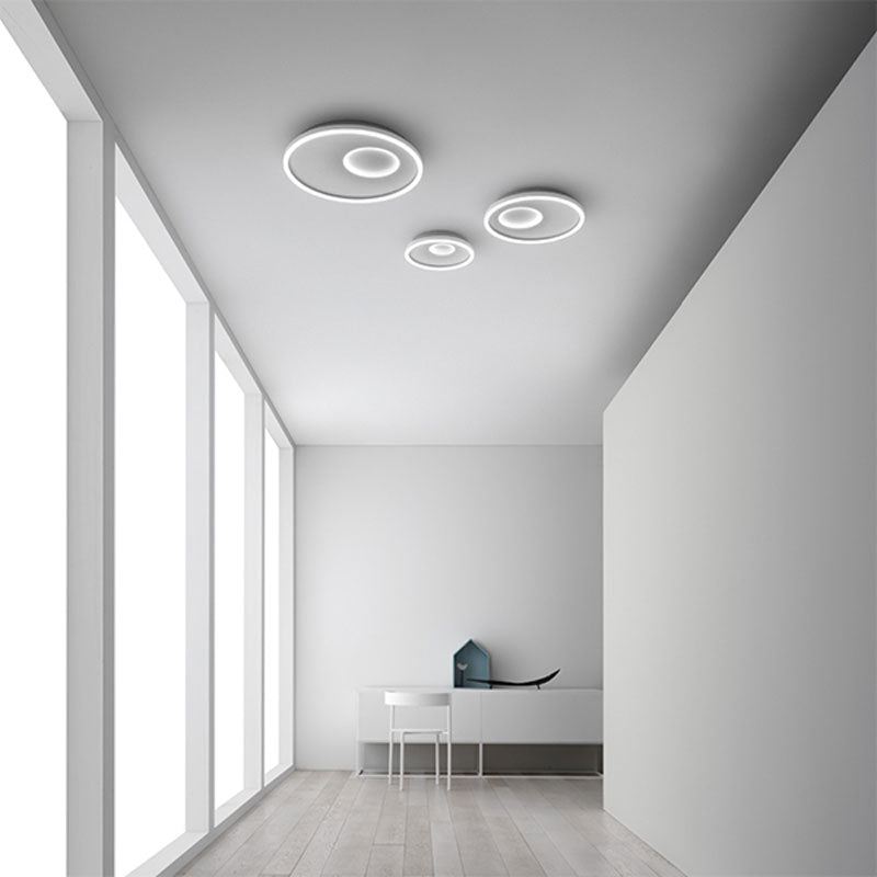 Plafoniera LED bianca due cerchi soggiorno moderno lampada