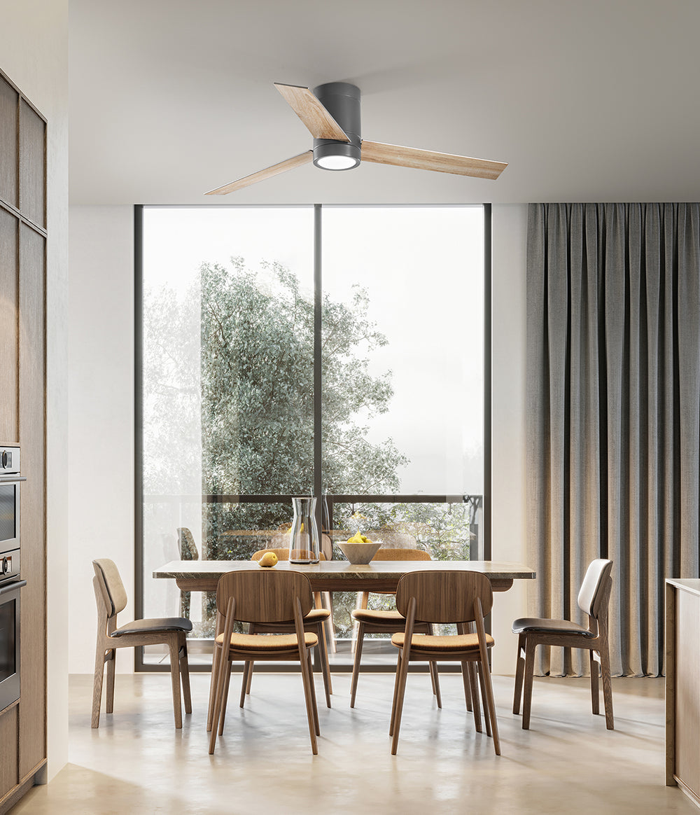 Ventilatore da soffitto con 3 pale in legno telecomando e luce led dimmerabile