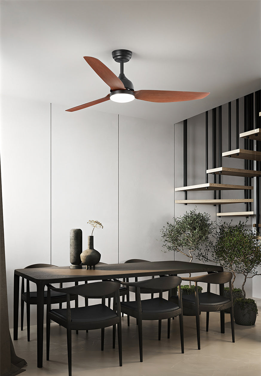 Ventilatore da soffitto pale legno noce scuro telecomando incluso