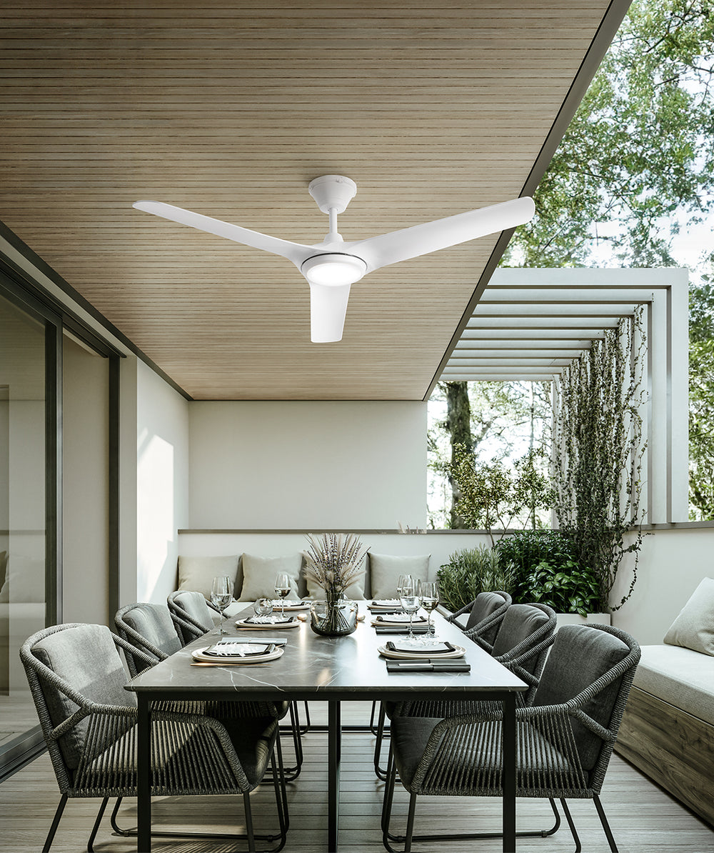 Ventilatore da soffitto bianco con 9 velocità e luce led dimmerabile