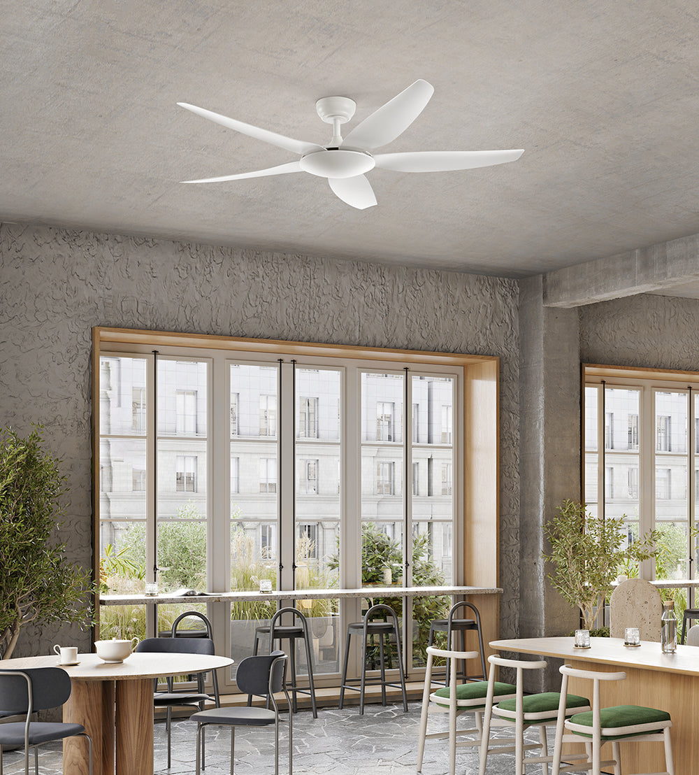 Ventilatore da soffitto bianco in metallo pale in acrilico silenziose 5 velocità
