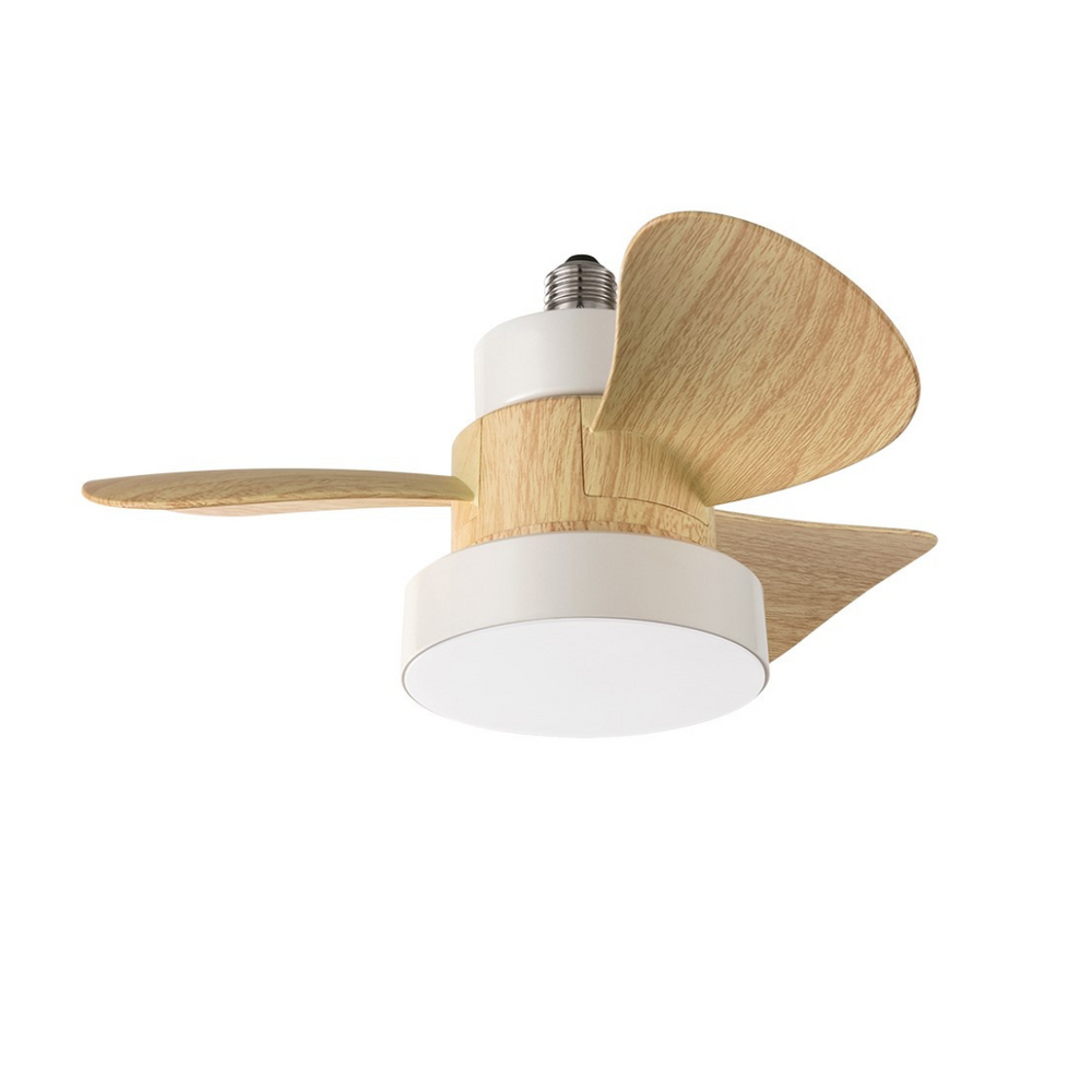 Ventilatore da soffitto attacco lampadina E27 pale color legno 15w 3 velocità