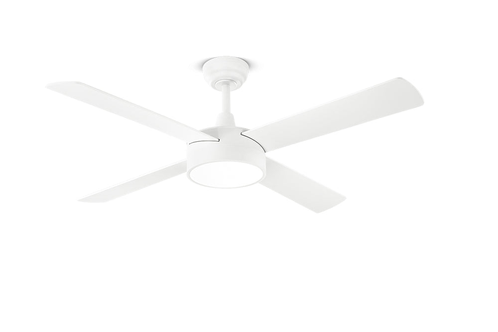 Ventilatore da soffitto con pale bicolore bianco o legno noce chiaro