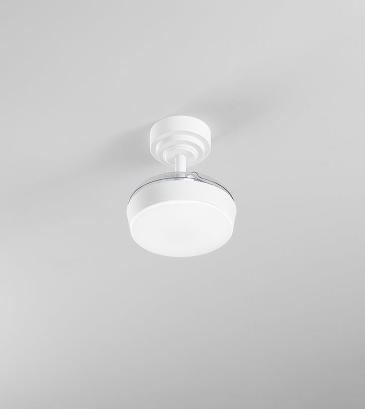 Ventilatore da soffitto 13mq bianco con pale trasparenti a scoparsa
