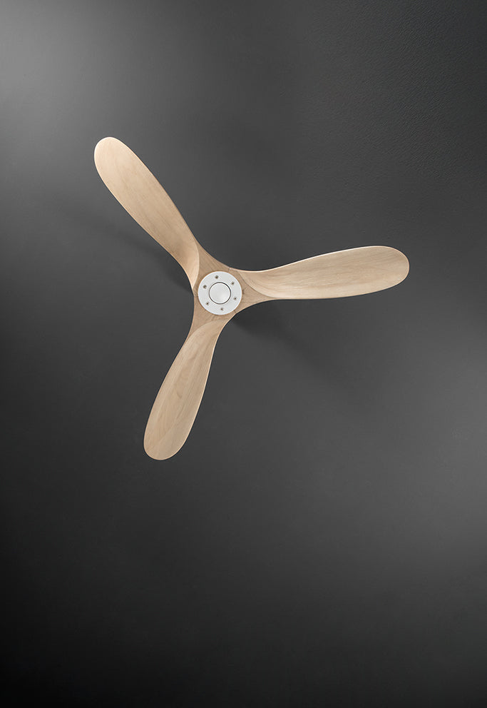 Ventilatore da soffitto con 3 pale in legno verniciato effetto sbiancato