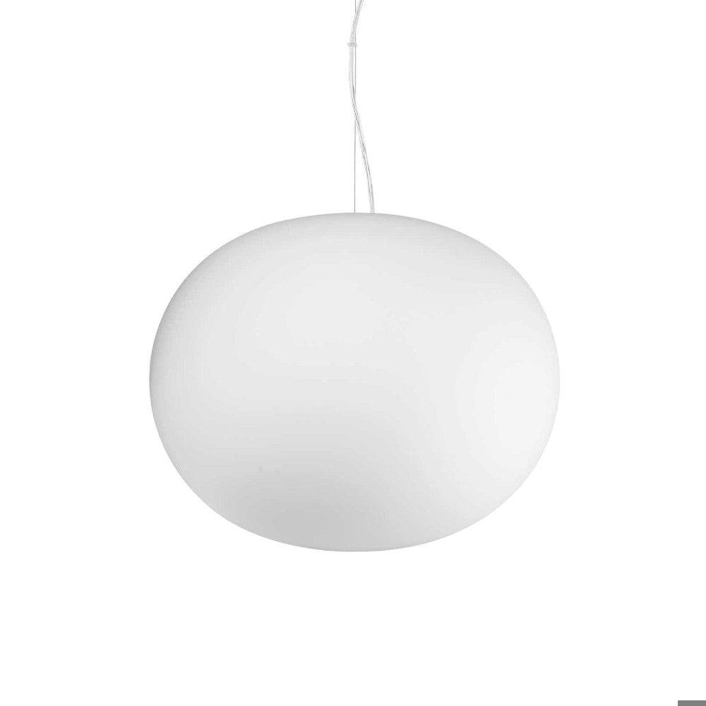 Lampadario da cucina ovale vetro bianco 40cm
