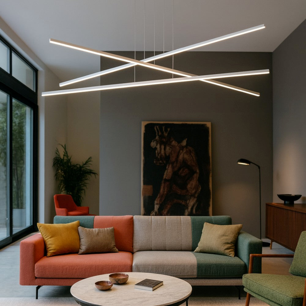 Linea light Straight Sospensione da cucina moderna 3 luci led 2700k