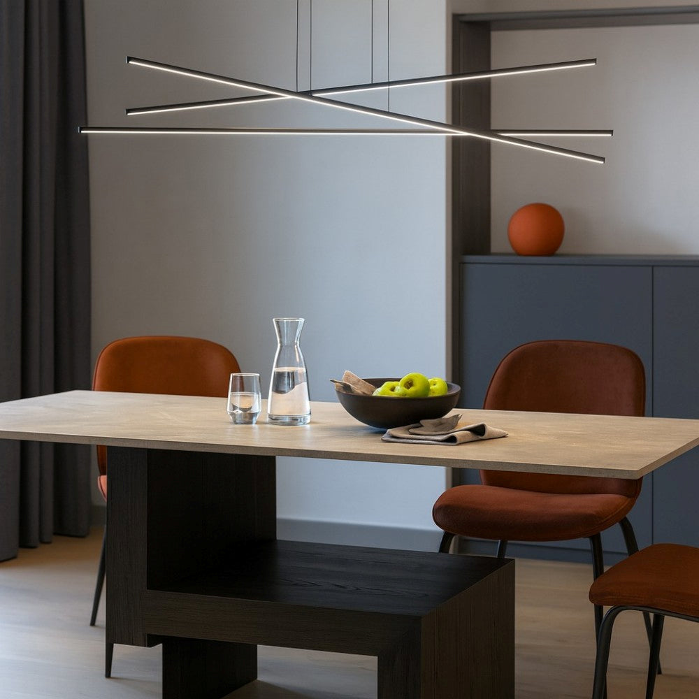 Linea light Straight Sospensione da cucina moderna 3 luci led 2700k