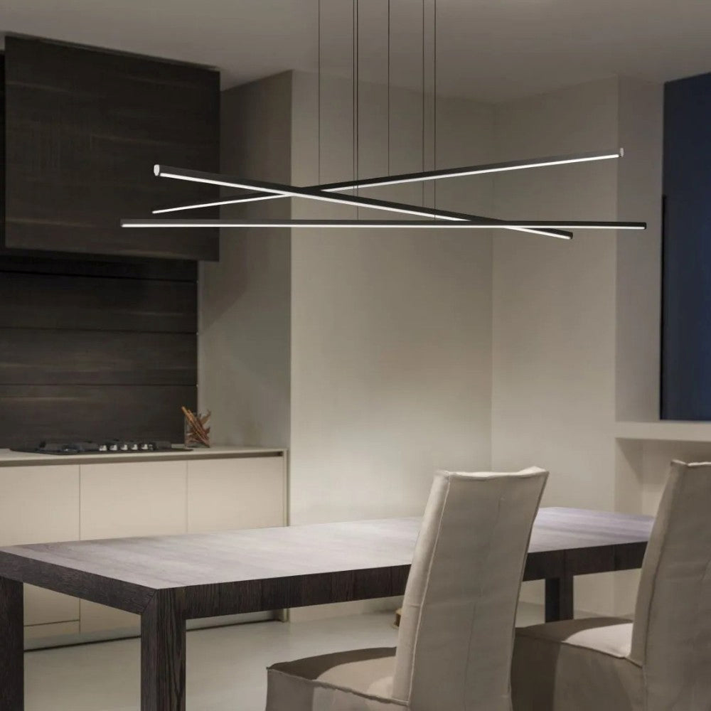 Linea light Straight Sospensione da cucina moderna 3 luci led 2700k