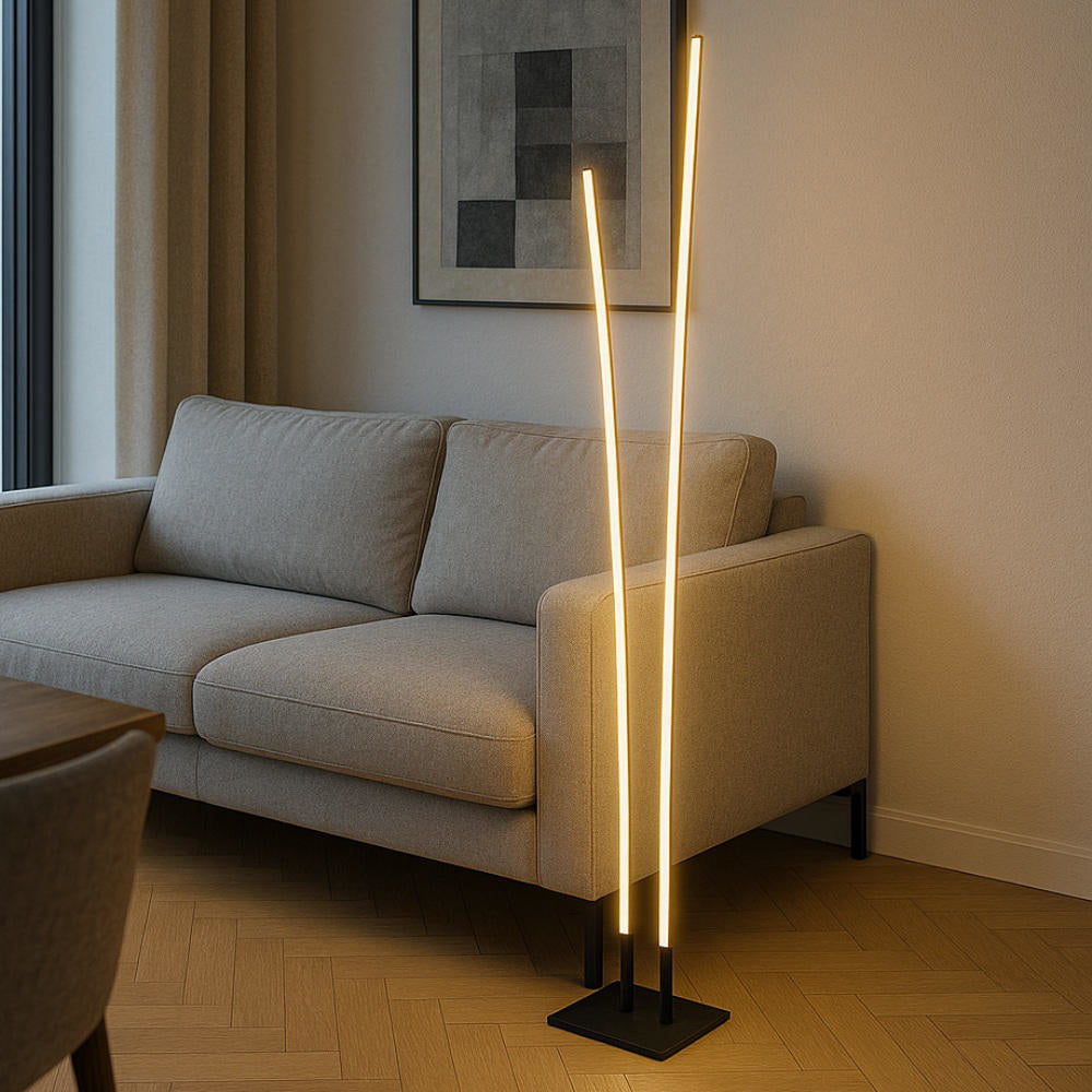 Piantana moderna 2 aste led 48W cct 3000K/4000K altezza 191cm