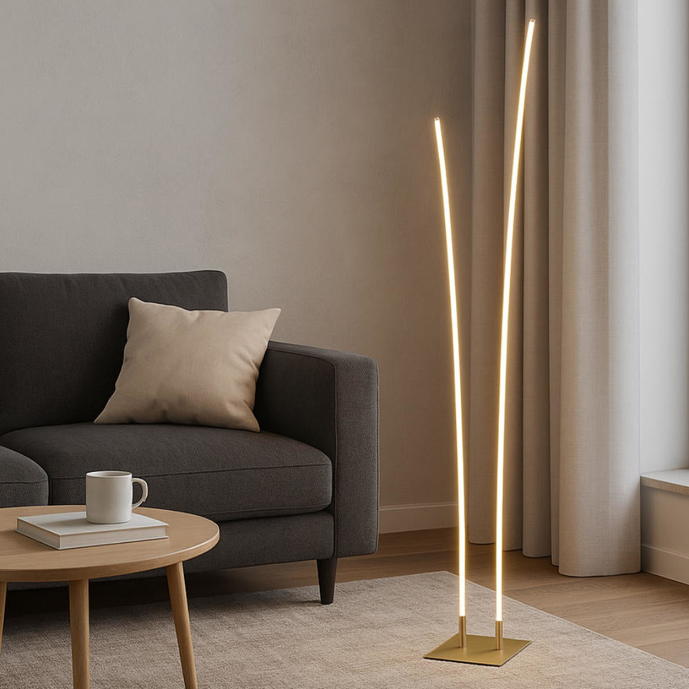 Piantana moderna 2 aste led 48W cct 3000K/4000K altezza 191cm