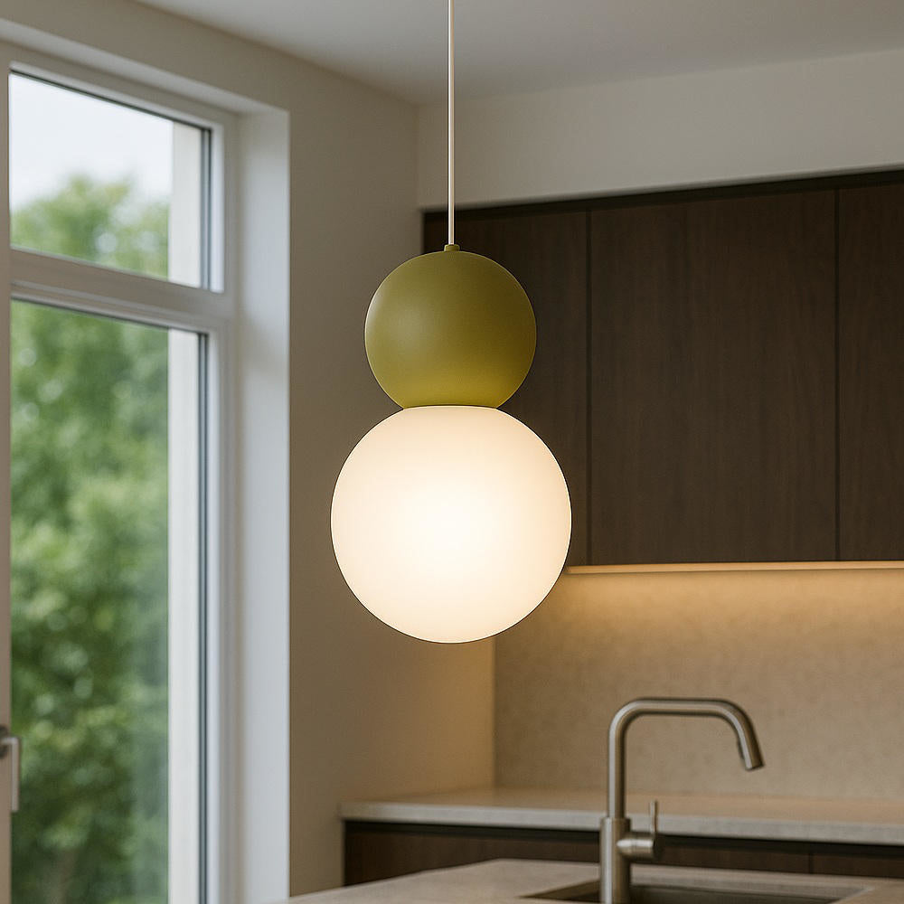 Lampada a sospensione con sfera vetro per cucina moderna lampadina G9