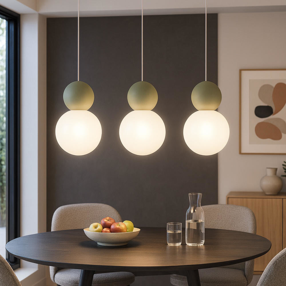 Sospensione rettangolare da cucina moderna sfere 3, 4, 5 o 7 luci G9