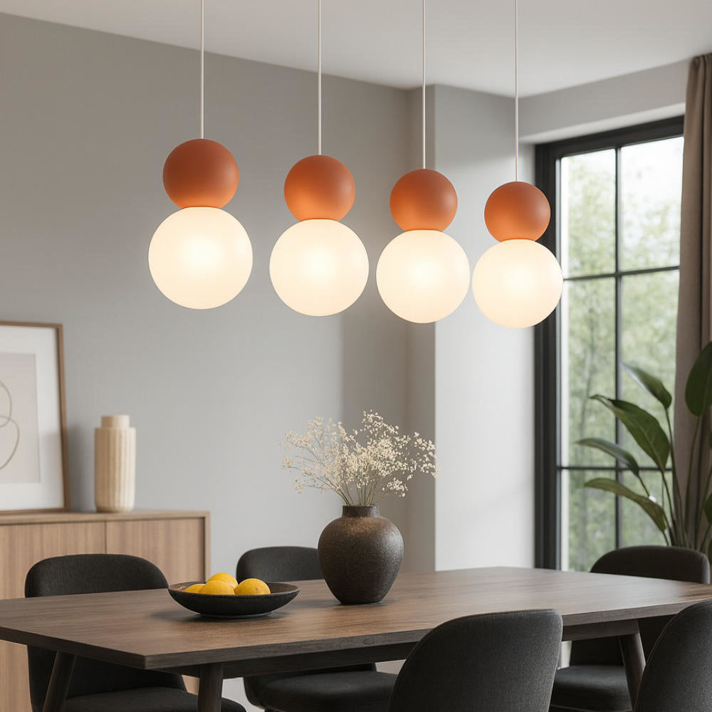 Sospensione rettangolare da cucina moderna sfere 3, 4, 5 o 7 luci G9