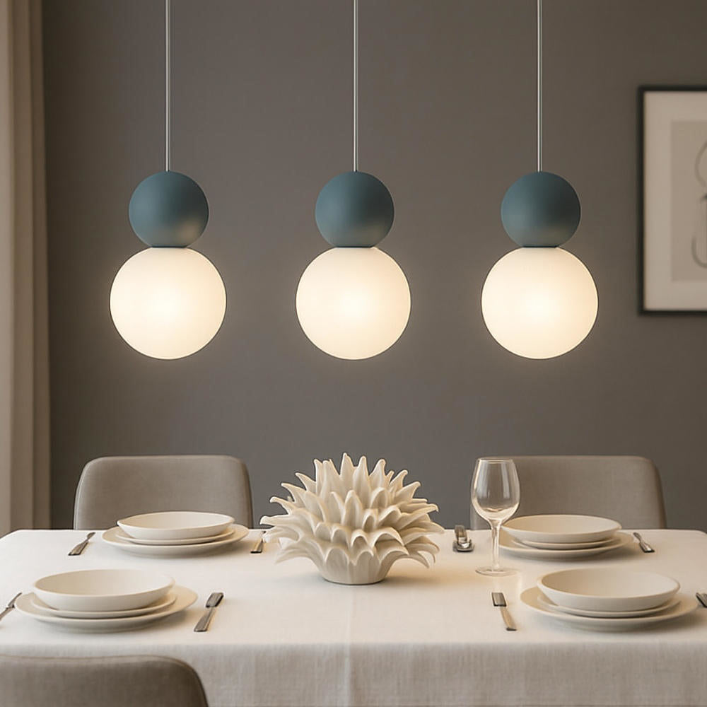Sospensione rettangolare da cucina moderna sfere 3, 4, 5 o 7 luci G9