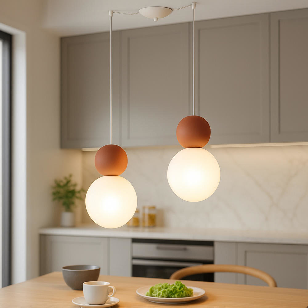 Sospensione da cucina decentrata 2 o 3 luci sfere lampadina G9