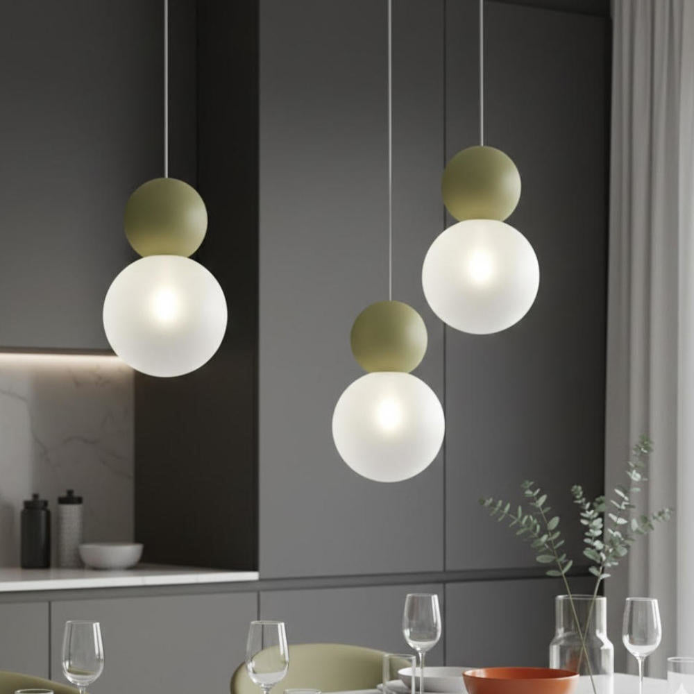 Sospensione da cucina decentrata 2 o 3 luci sfere lampadina G9