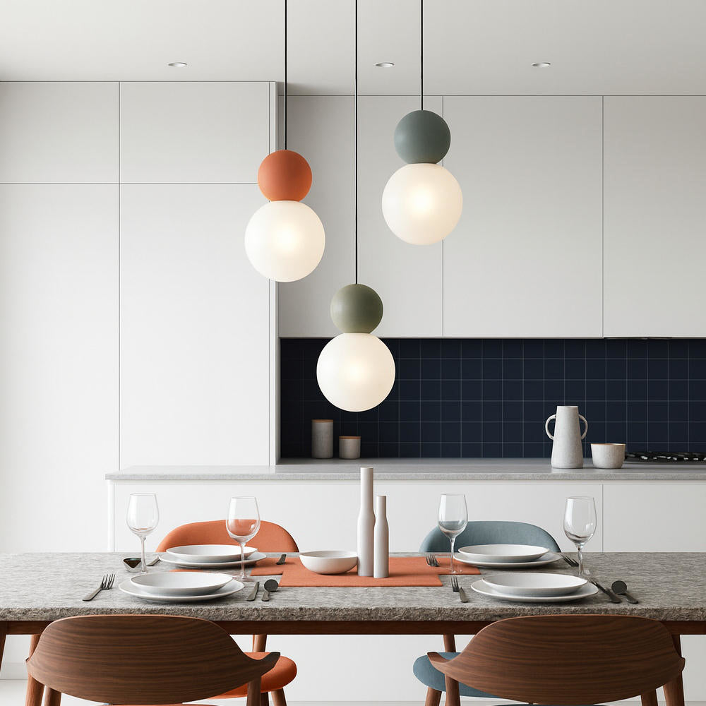 Sospensione tonda da cucina moderna sfere 3, 5 o 8 luci lampadina G9