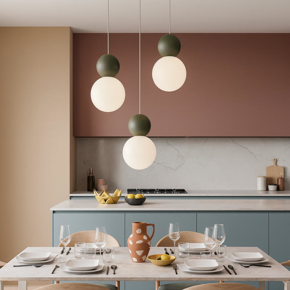 Sospensione tonda da cucina moderna sfere 3, 5 o 8 luci lampadina G9