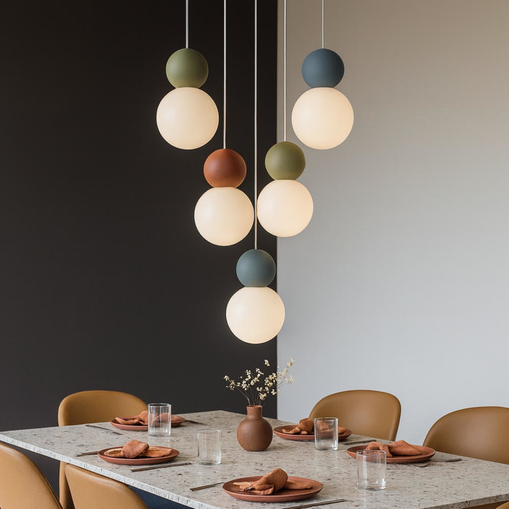 Sospensione tonda da cucina moderna sfere 3, 5 o 8 luci lampadina G9