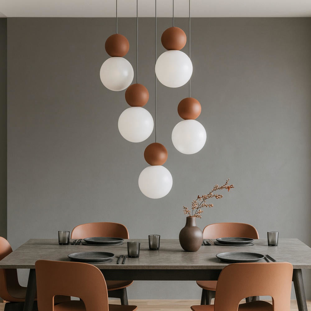 Sospensione tonda da cucina moderna sfere 3, 5 o 8 luci lampadina G9