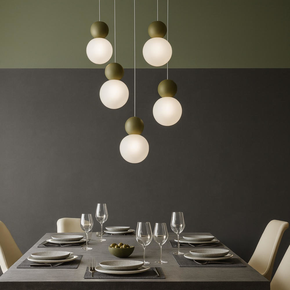 Sospensione tonda da cucina moderna sfere 3, 5 o 8 luci lampadina G9