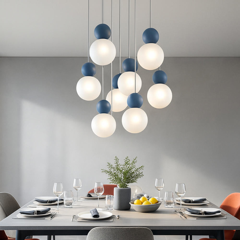 Sospensione tonda da cucina moderna sfere 3, 5 o 8 luci lampadina G9