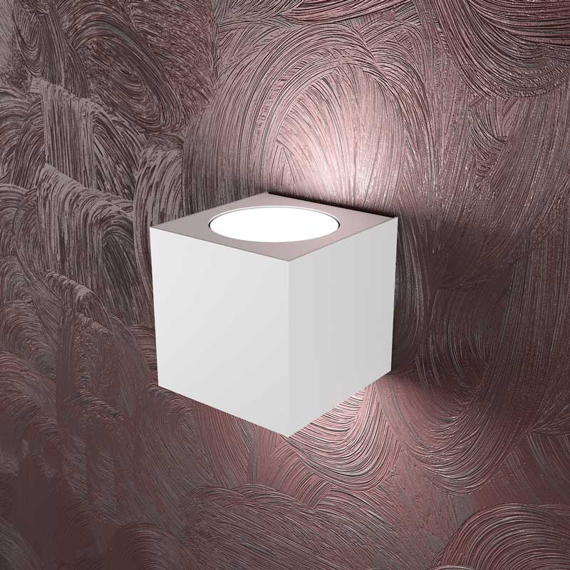 Applique cubo metallo tortora bianco o grigio per interni da parete