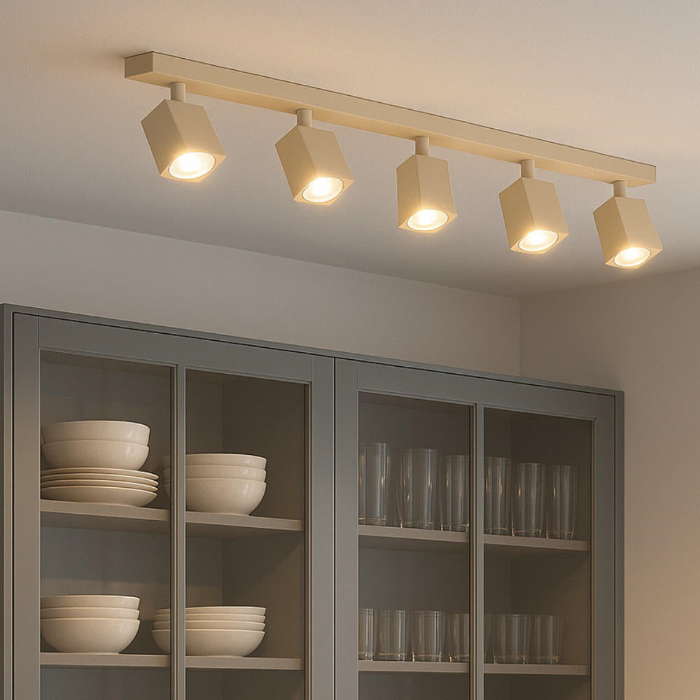 Faretto a spot moderno 5 luci orientabili GU10 larghezza 82cm