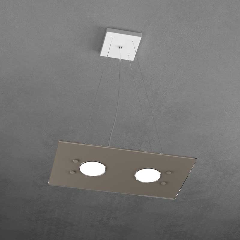 Sospensione per cucina moderna 2 luci LED GX53 vetro colorato