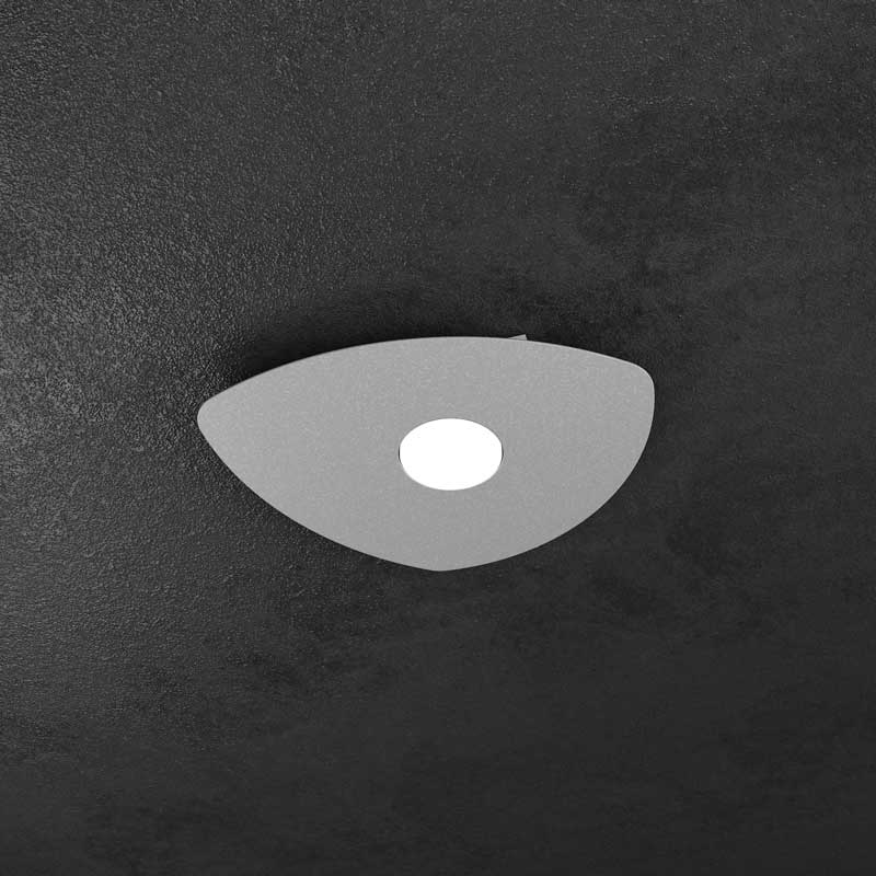 Plafoniera soffitto led design metallo grigio sabbia o bianco 1143