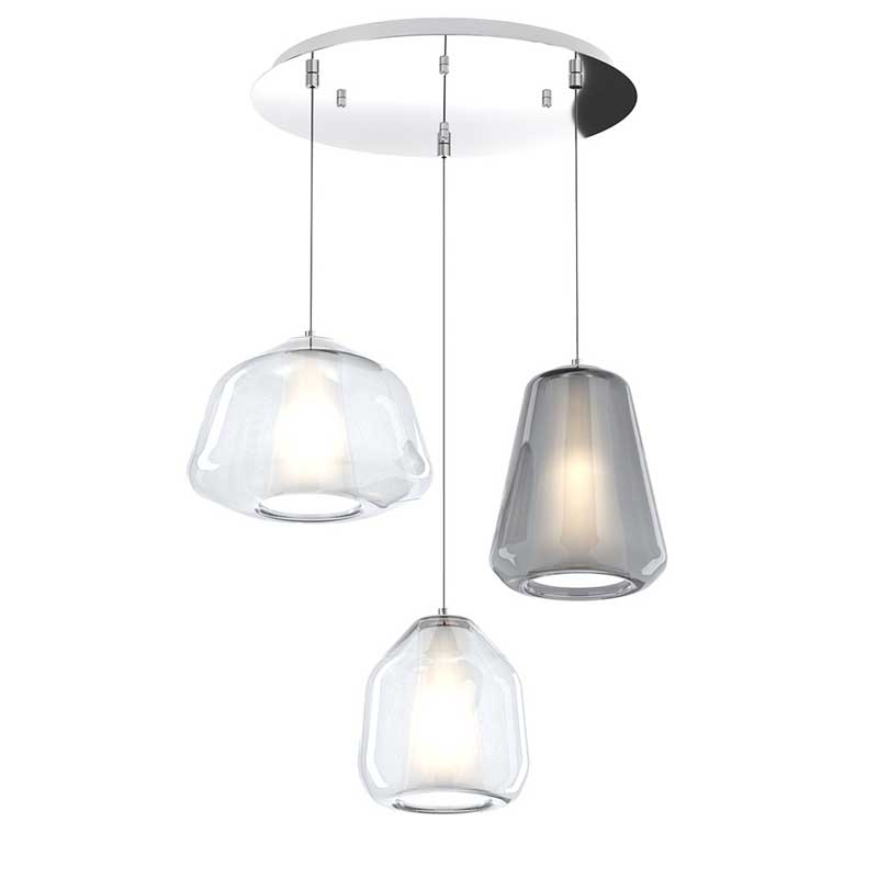 Lampada moderna sospesa a grappolo 3 luci per soggiorno vetro