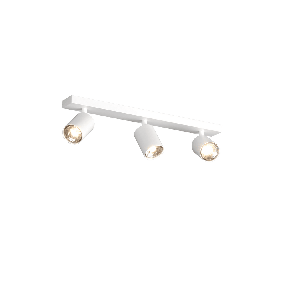 Plafoniera con 3 faretti cilindro orientabili GU10 larghezza 46cm