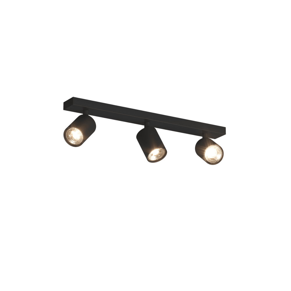 Plafoniera con 3 faretti cilindro orientabili GU10 larghezza 46cm