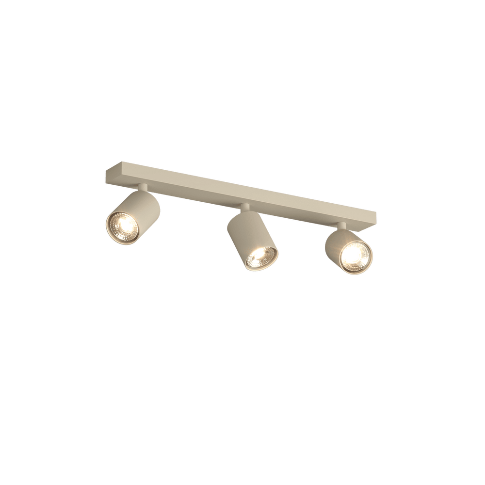 Plafoniera con 3 faretti cilindro orientabili GU10 larghezza 46cm