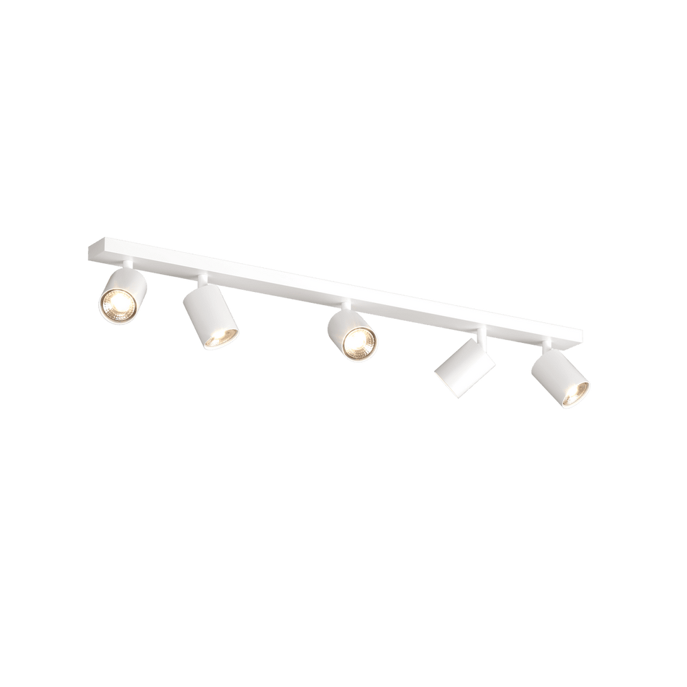 Faretto a spot moderno 5 luci orientabili cilindro GU10 larghezza 82cm