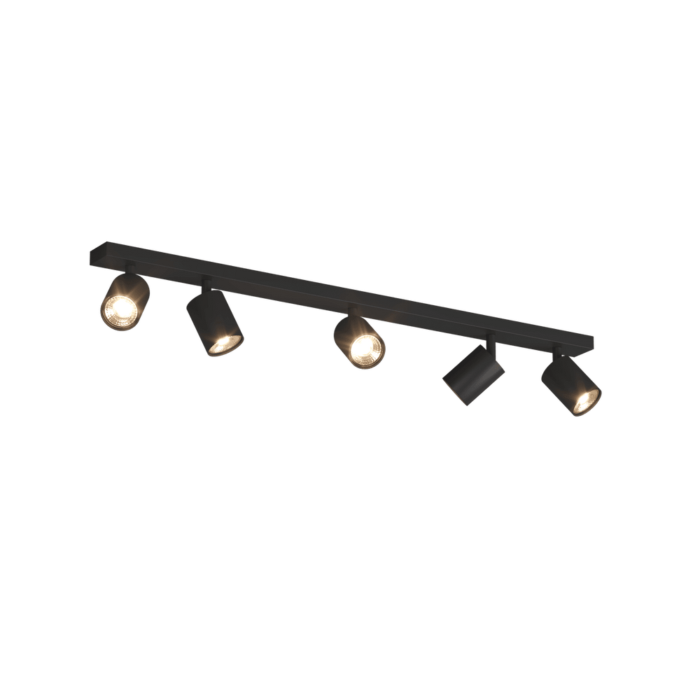 Faretto a spot moderno 5 luci orientabili cilindro GU10 larghezza 82cm