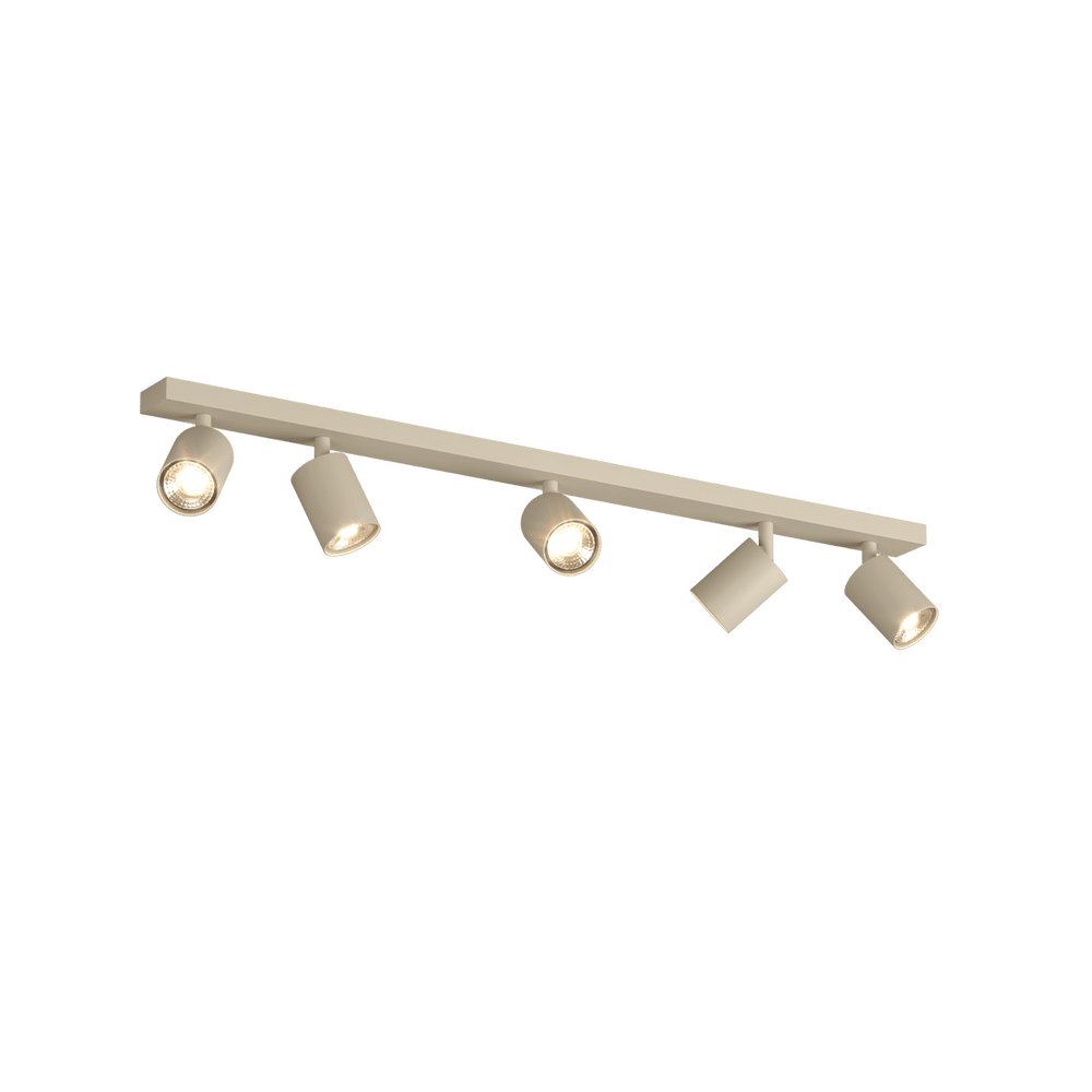 Faretto a spot moderno 5 luci orientabili cilindro GU10 larghezza 82cm