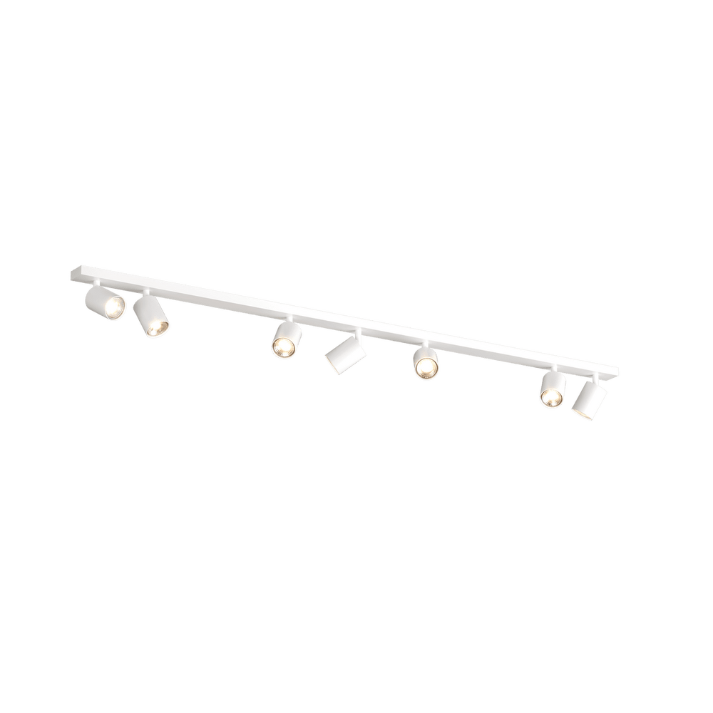 Faretto a spot moderno 7 luci cilindro orientabili GU10 larghezza 142cm