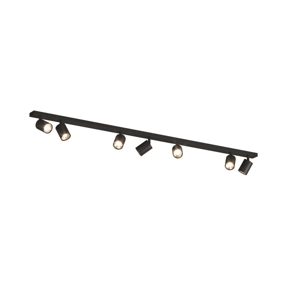 Faretto a spot moderno 7 luci cilindro orientabili GU10 larghezza 142cm