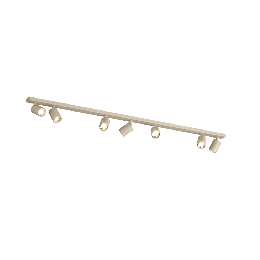 Faretto a spot moderno 7 luci cilindro orientabili GU10 larghezza 142cm