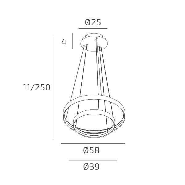 Sospensione moderna doppio anello led 70W 3000K/4000K/6000K