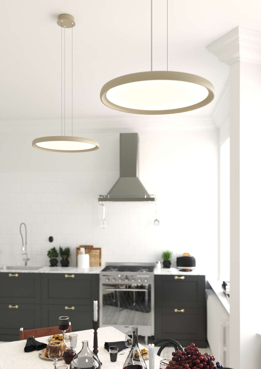 Sospensione per tavolo da cucina moderna rotonda led 25W cct 3000K/3500K/4000K