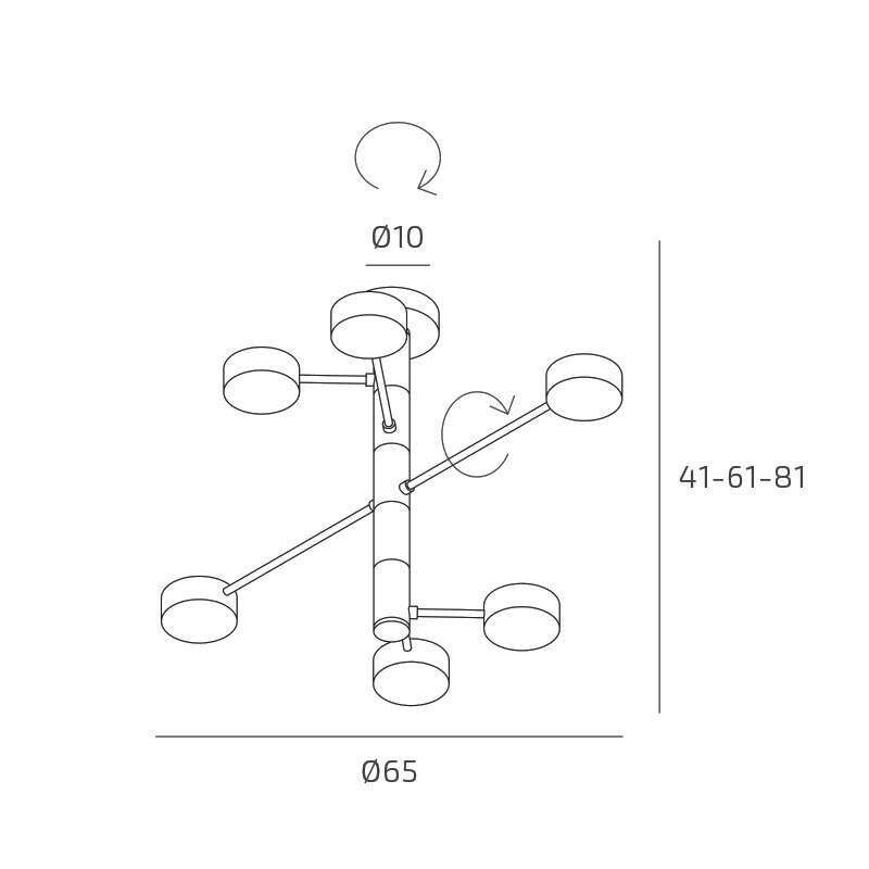 Lampadario moderno per cucina 6 luci GX53 diametro 65cm