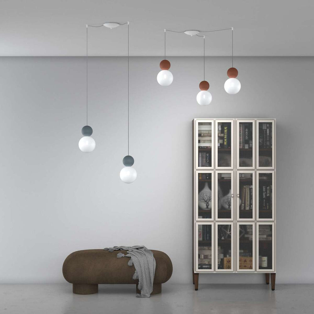 Sospensione da cucina decentrata 2 o 3 luci sfere lampadina G9