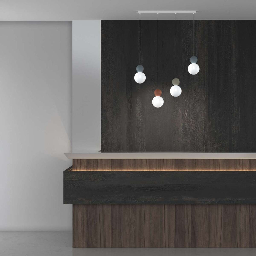 Sospensione rettangolare da cucina moderna sfere 3, 4, 5 o 7 luci G9