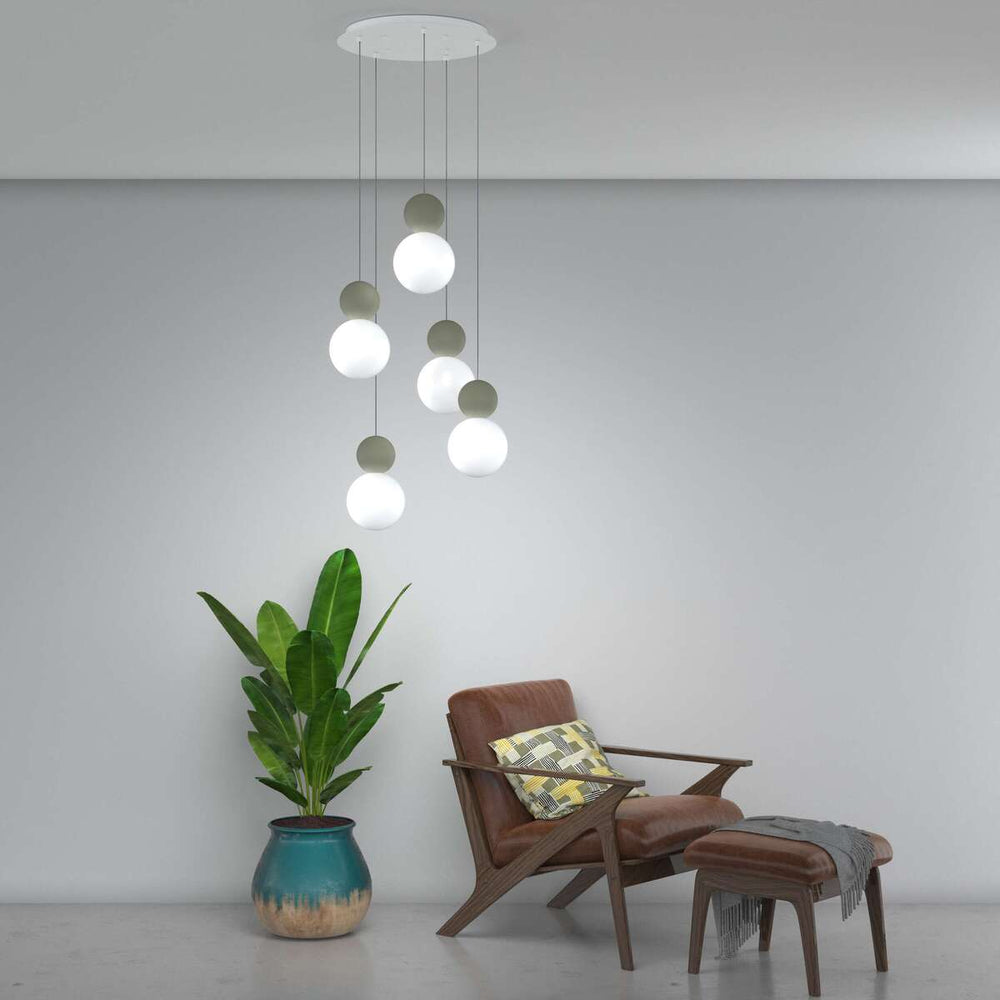 Sospensione tonda da cucina moderna sfere 3, 5 o 8 luci lampadina G9
