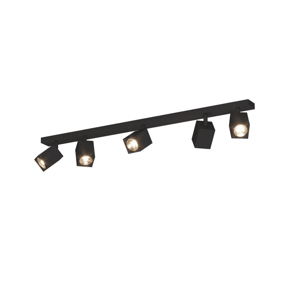 Faretto a spot moderno 5 luci orientabili GU10 larghezza 82cm
