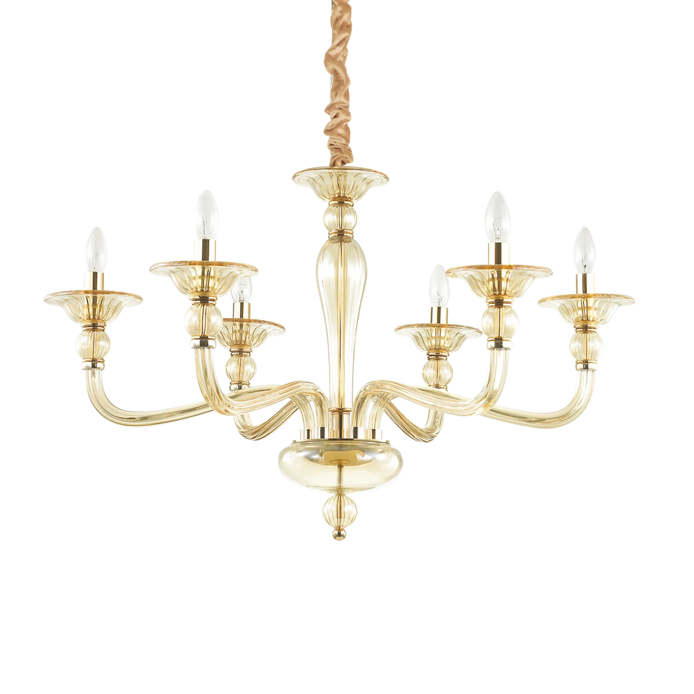 Lampadario per camera da letto classico contemporaneo in vetro ambrato