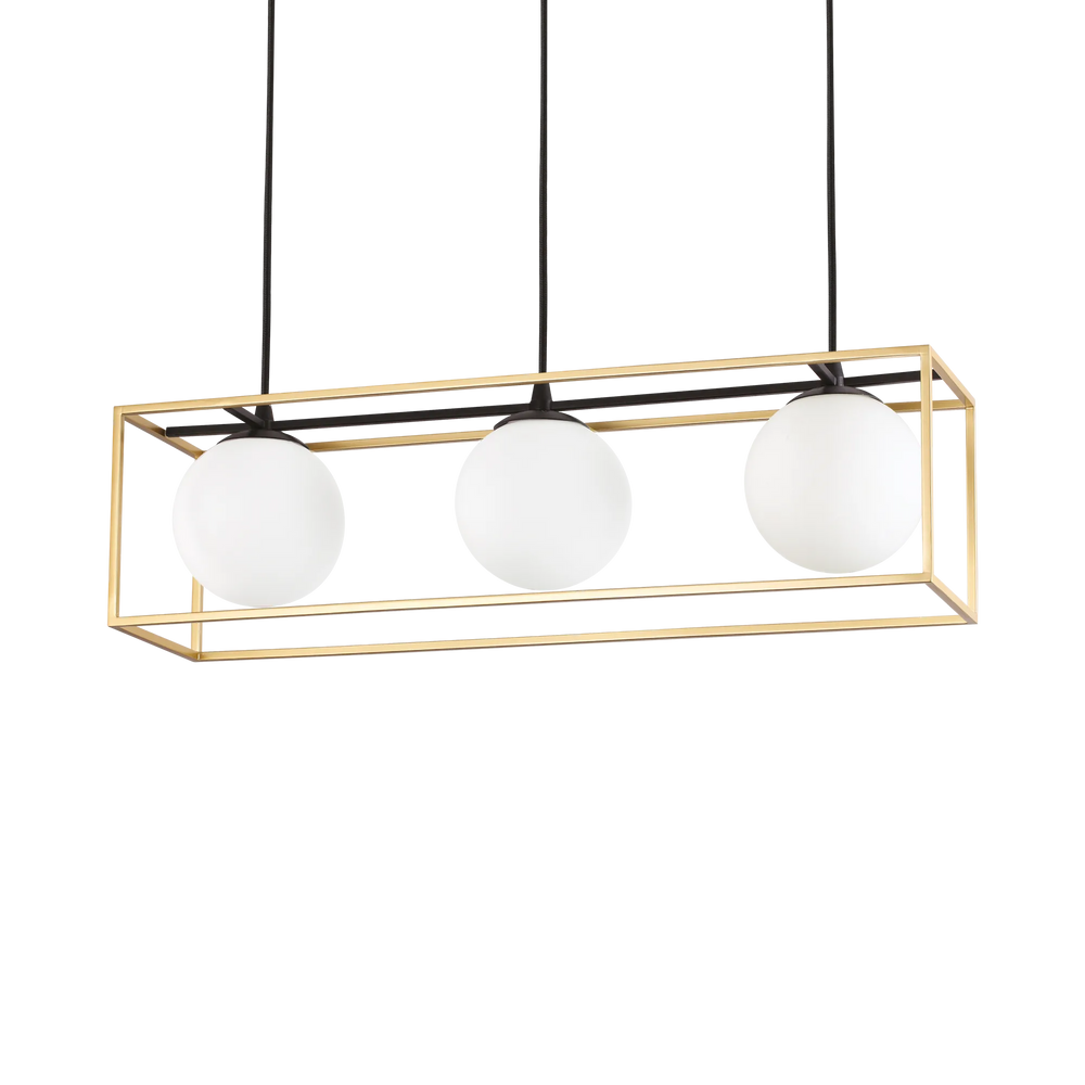 Lampadario stile moderno con 3 luci nero ottone